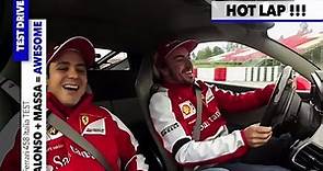 Ferrari 458 Italia: ON BOARD Test Drive Alonso & Massa HOT LAP