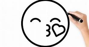 Como dibujar al Emoji de beso con corazón paso a paso