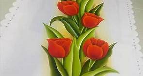 How to Paint Tulip Leaves / Como Pintar Hojas De Tulipanes