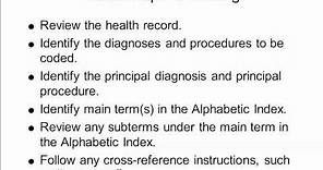 ICD-9-CM Basic Steps of Coding