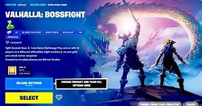 FORTNITE VALHALLA: BOSSFIGHT🐍 LEGENDARY SERPENT - CRYSTAL - SECRET CAVE - MAP CODE: 4420-8150-0081