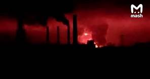 video of the fire reportedly at the Kharkiv Tractor Plant