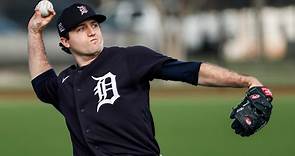 Casey Mize pitches batting practice at Detroit Tigers spring training