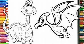 Cómo Dibujar y Colorear dinosaurios | Dibujos Para Niños | Aprender Colores