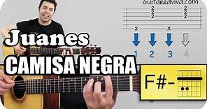 como tocar la camisa negra de Juanes en guitarra acústica tutorial acordes y letra TAB