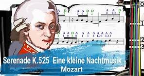 Serenade K.525 | Eine kleine Nachtmusik | Mozart | Violin SHEET MUSIC [With Fingerings] [Level 5]