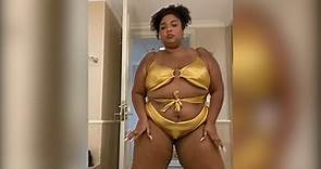 Lizzo Shows Off Her Curves in Gold Swimsuit