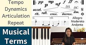 What are the common MUSICAL TERMS and SIGNS? (Beginner Piano Lessons #10)