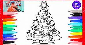 Coloring a Christmas Tree With Ornaments Coloring Page | Markers