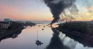 Raw video: Boats on fire at Oyster Point in South San Francisco