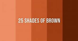 25 different shades of brown colour and their names.