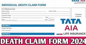 TATA AIA Life Insurance Death Claim form 2024||Death Claim form kaise fill kare 2024