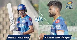 Duan Jansen vs Kumar Kartikeya challenge in the nets | Mumbai Indians