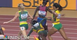 Athing Mu dodges scary collision on final lap to clinch spot in 800m final at Worlds | NBC Sports