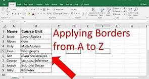 How to apply borders to your table in Excel from A to Z in 2020