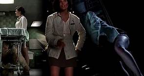 Linda Fiorentino really nice legs wearing sheer, shiny pantyhose in the 1997 movie Men in Black