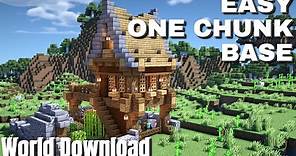 ONE CHUNK BASE in MINECRAFT | How to make a Base in Minecraft Survival WORLD DOWNLOAD Bedrock & Java
