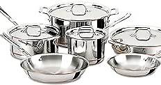 All-Clad Copper Core 5-Ply Stainless Steel Cookware Set 10 Piece Induction Oven Broiler Safe 600F Pots and Pans Silver