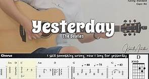 Yesterday - The Beatles | Fingerstyle Guitar | TAB + Chords + Lyrics