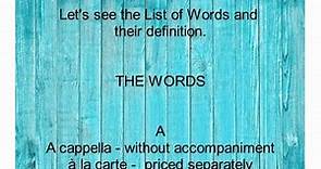 English Dictionary Words A to Z