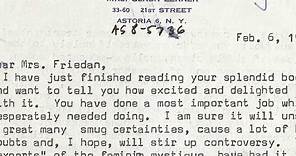 Gerda Lerner's Letter to Betty Friedan | Radcliffe Institute