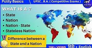 What is a Nation, State? | Diff. b/w Nation & State |Stateless Nation & Nation State (BA+UPSC +NTA )