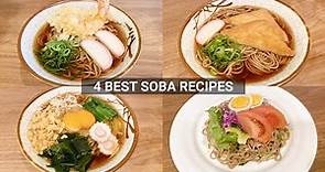 4 Best Soba (Buckwheat Noodle) Recipes - Tempura Soba / Kitsune Soba / Egg Soba / Soba Salad