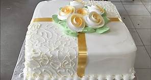 Pastel cuadrado para boda | Pastel de compromiso para matrimonio o boda en forma cuadrado