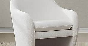 CHITA Accent Chair, Mid Century Modern Comfy Boucle Arm Chair for Living Room and Bedroom, White