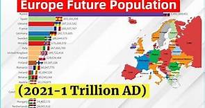 Europe Future Population (2021-1 Trillion AD) Top 20 Countries by Population Projection
