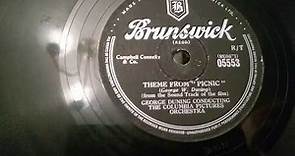 George Dunning Columbia Pictures Orchestra - "Picnic" - Brunswick 78rpm Fidelity Record Player