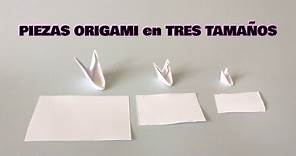 INICIACIÓN ORIGAMI 3D para PRINCIPIANTES/cómo CORTAR PIEZAS de manera RÁPIDA/hacemos TRES TAMAÑOS.