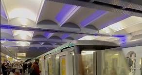 Paris Metro Sliding Glass Edge Safety Doors #1 line at Château de Vincennes Station as train arrives