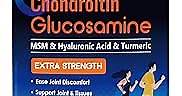 NATURE TARGET Glucosamine Chondroitin MSM, Joint Support Supplement, Shellfish Free, Turmeric Boswellia, Hyaluronic Acid, Collagen, Calium for Cartilage and Bone Health,120 Capsules, 40 Servings