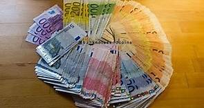 Counting Stack of old EURO banknotes