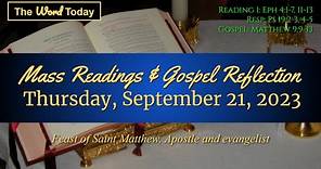 Today's Catholic Mass Readings & Gospel Reflection - Thursday, September 21, 2023