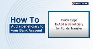 Add a beneficiary to your Bank Account | HDFC Bank