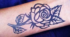 How to make Simple Rose flower Tattoo very easy