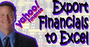 Yahoo Finance | Exporting Financial Statements to Excel