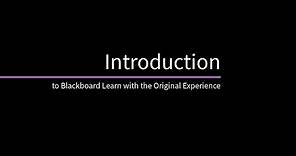 Introduction to Blackboard Learn with the Original Experience for Instructors