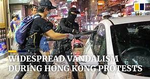 Widespread vandalism during 19th straight weekend of Hong Kong protests