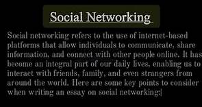 Essay on Social Networking