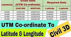 UTM Coordinate To Lat Long By Civil 3D | How To Convert UTM Coordinate To Latitude Longitude DMS Dec