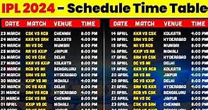 IPL 2024 Schedule Time Table, Date & Venue - IPL 2024 Kab Chalu Hoga