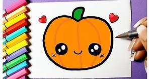 Cómo dibujar calabaza de Halloween ♥ Dibujos Kawaii - Dibujos para dibujar