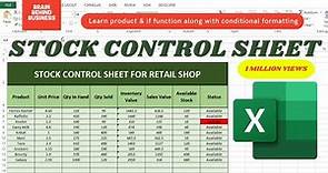 Stock Control Sheet In Excel | Inventory Management | Inventory Control Sheet In Excel