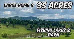 35 Acres Land For Sale, Mountain Views, Large Home, Fishing in Alabama
