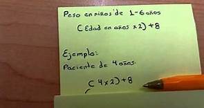 Calculo de peso aproximado en niños y niñas de 1 a 6 años de edad