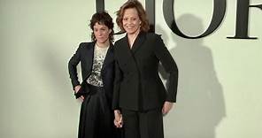 Sigourney Weaver and her daughter pose for the photographers at the Dior Fashion show