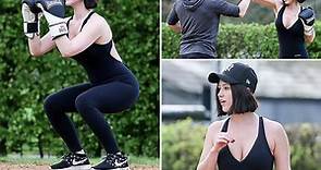 Jude Law’s baby mother Catherine Harding works up a sweat during personal training session